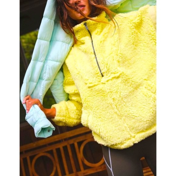 Free People Movement Nantucket Yellow Fleece Half-Zip Oversized Pullover Jacket - Picture 4 of 13